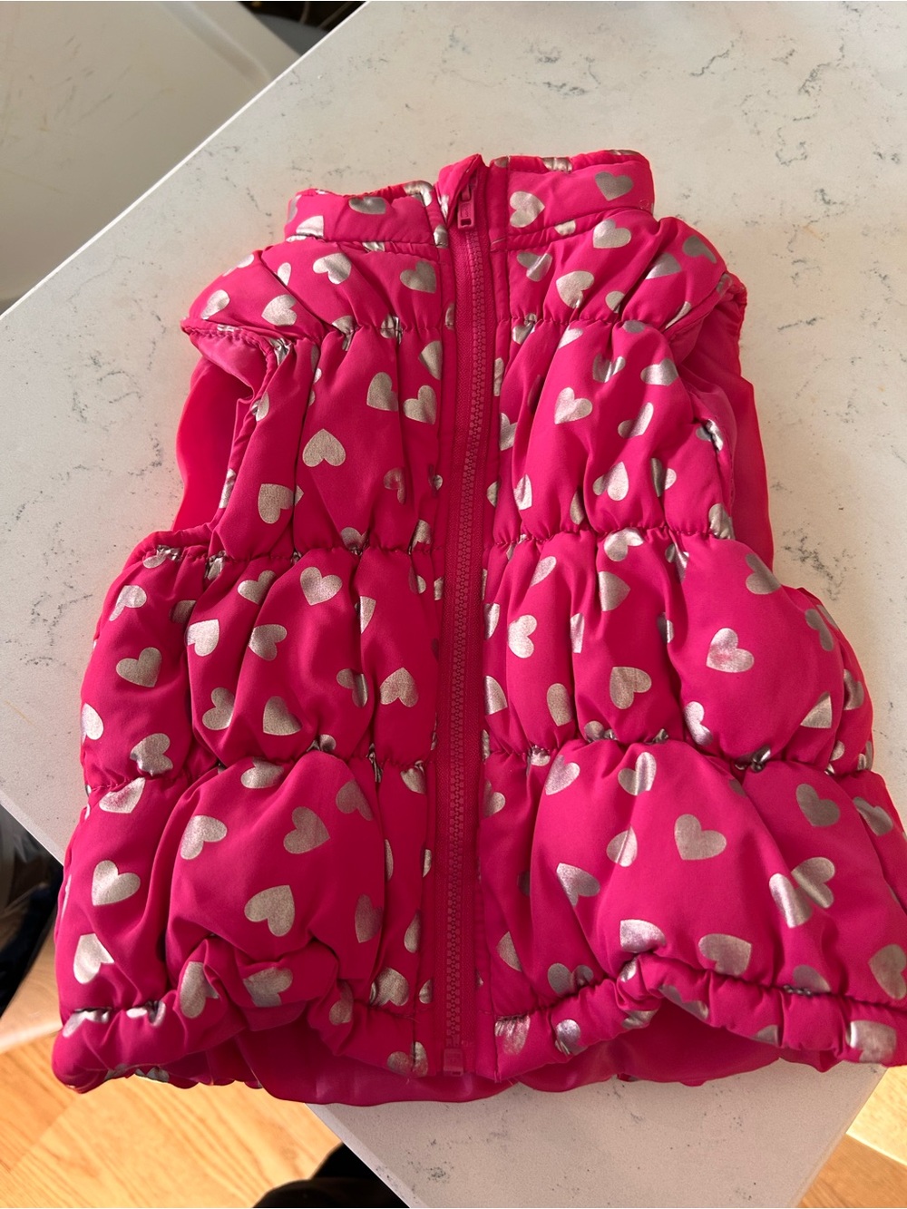 healthtex Hot Pink Puffer Vest with Silver Hearts